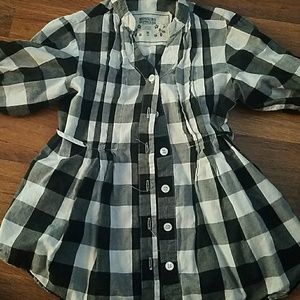 Plaid button-up girl shirt