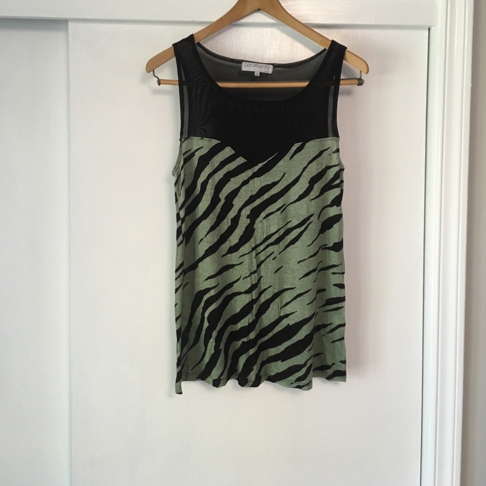 Urban Outfitters Green and Black Animal Print Tank
