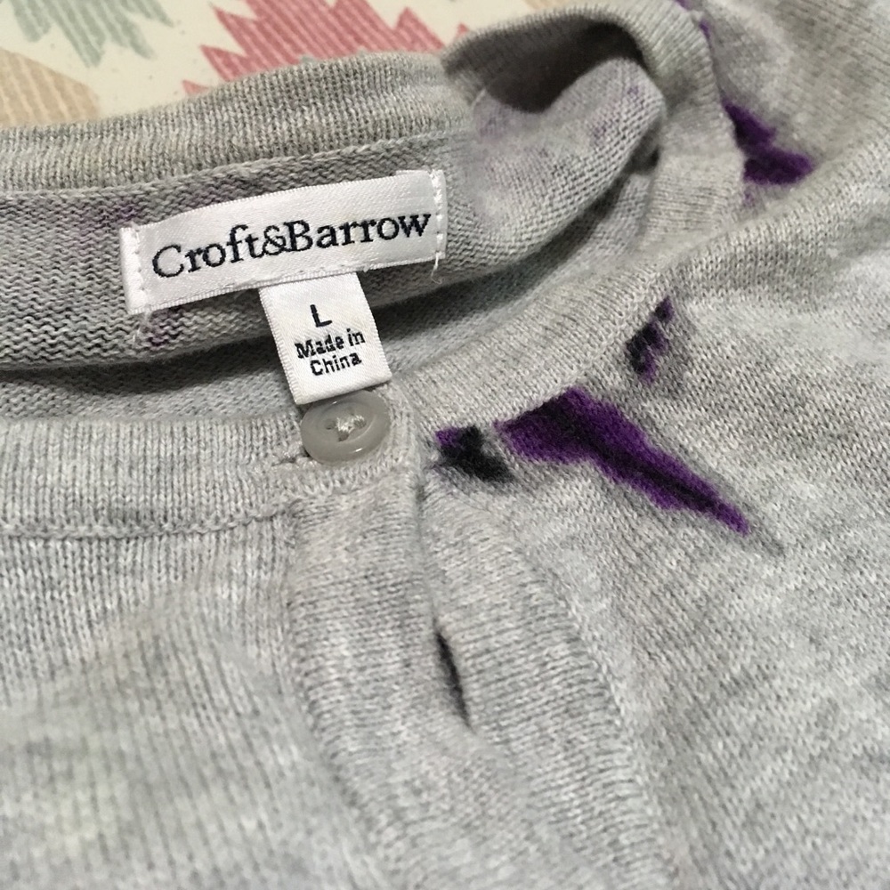 Craft & Barrow Large Purple/grey Floral Cardigan