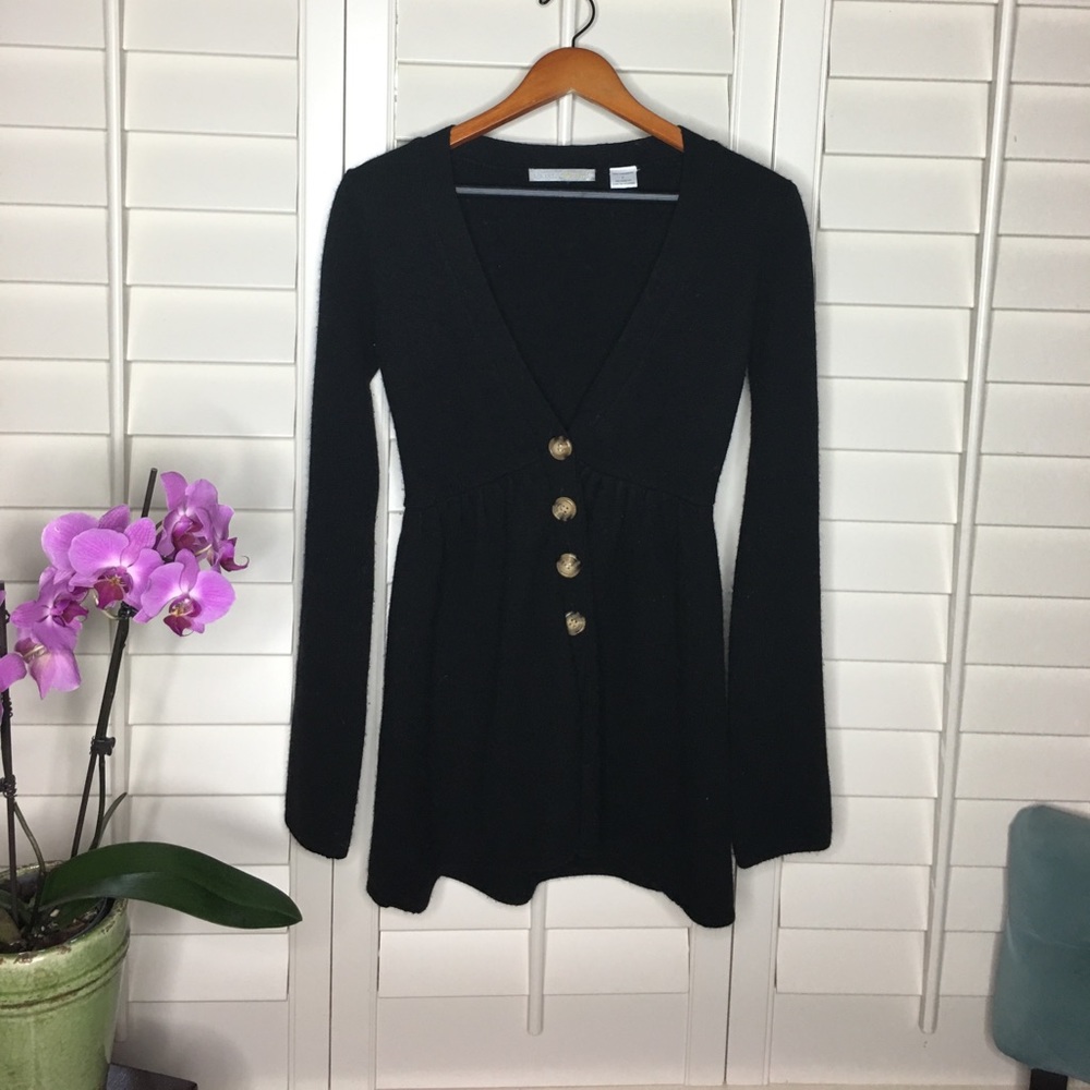 SIZE S 100% CASHMERE CARDIGAN BLACK EXCELLENT COND