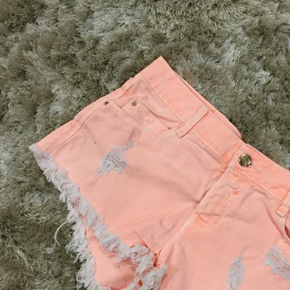 Neon jean shorts