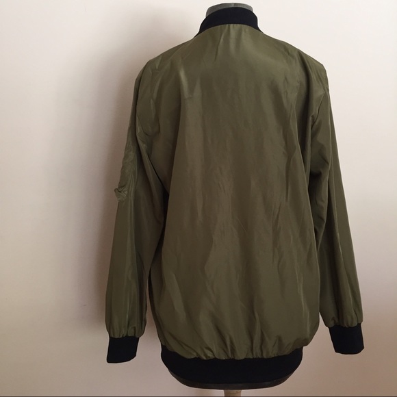 Olive Army Jacket Comfy Loose Sz L - Picture 8 of 8