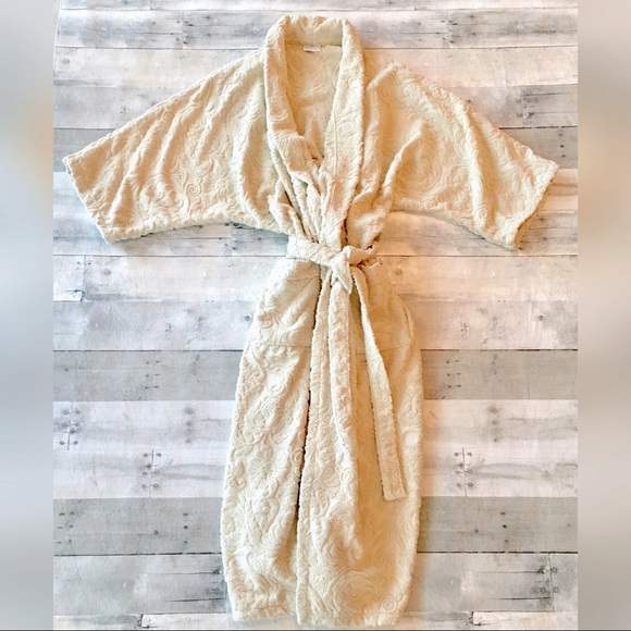 NEW-Yves Delorme 100% Cotton Jacquard Bath Robe - Picture 2 of 3