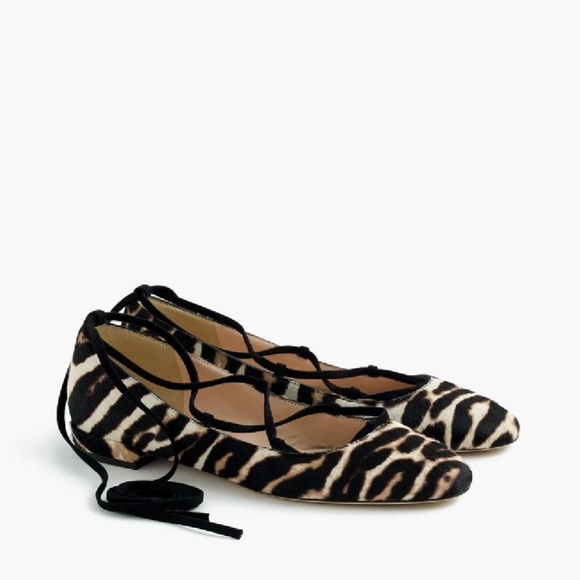 J. Crew Collection Calf Hair Lace Up Flats - Picture 8 of 8