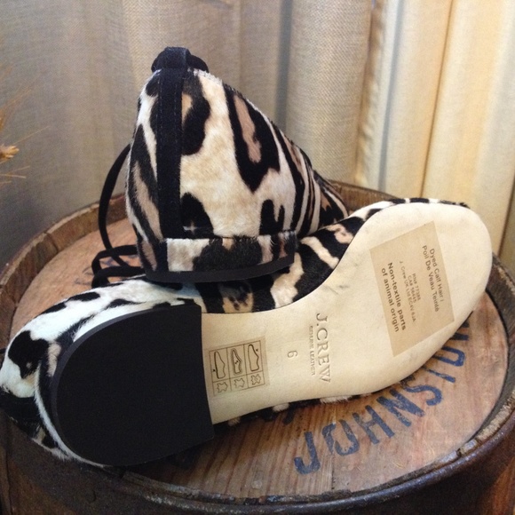 J. Crew Collection Calf Hair Lace Up Flats - Picture 6 of 8