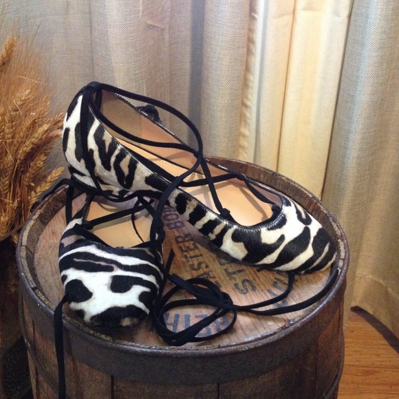 J. Crew Collection Calf Hair Lace Up Flats - Picture 2 of 8