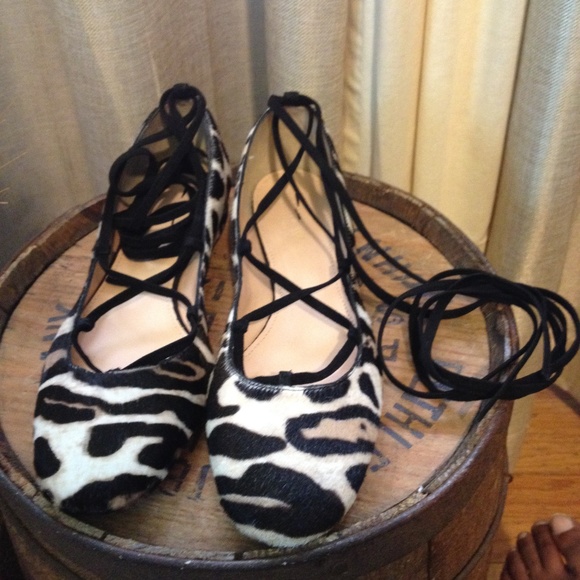 J. Crew Collection Calf Hair Lace Up Flats - Picture 4 of 8