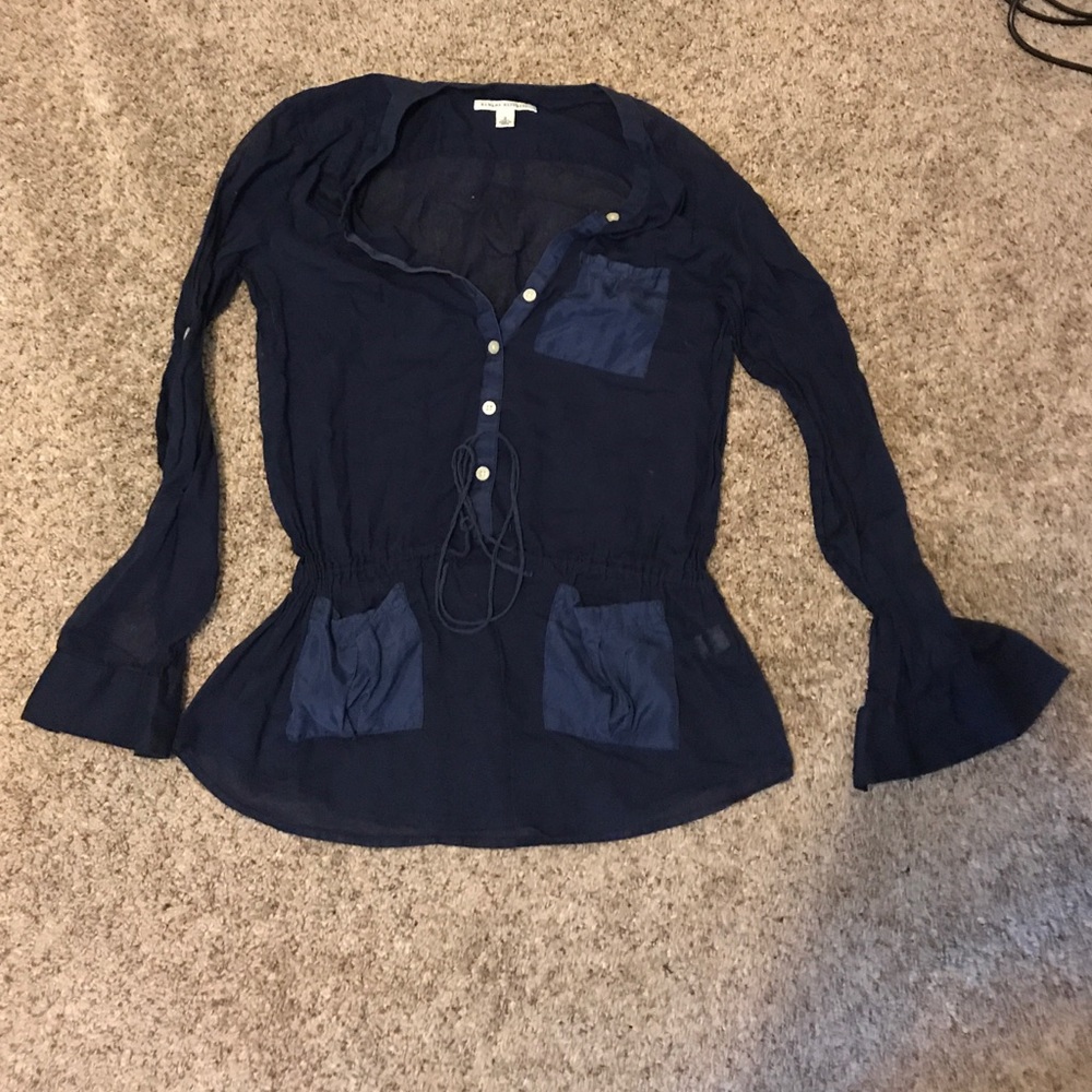 Navy blue button up blouse
