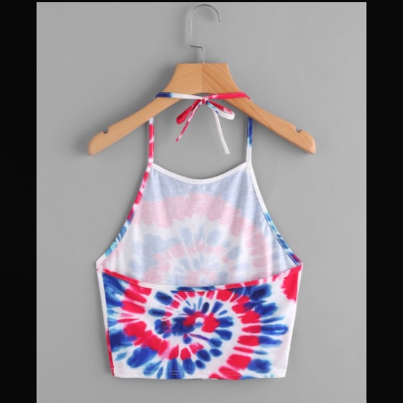 Red white and blue tie-dye halter LAST ONE - Picture 2 of 2