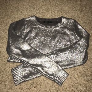 Rock & Republic shiny silver sweater