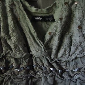 Olive Green Tunic Boho Shirt