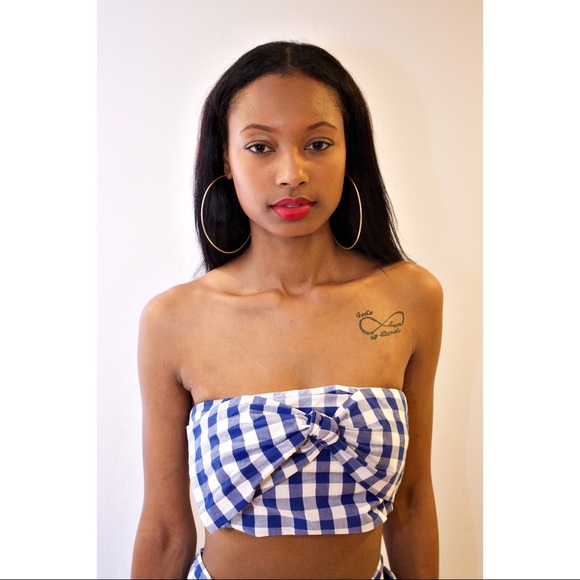 Gingham Bandeau Top & High Waisted Pants Set - Picture 5 of 5