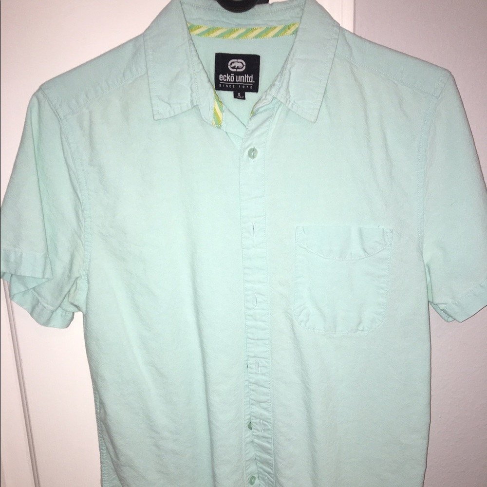 Aqua Short Sleeve Button Up Shirt