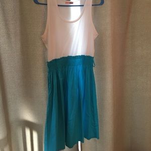 White and Teal Blue Dress