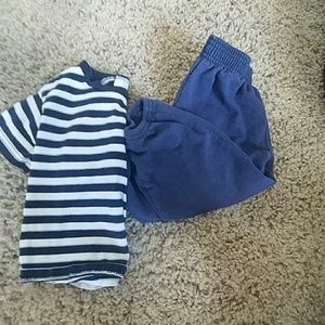 Boys striped shirt and sweatpants