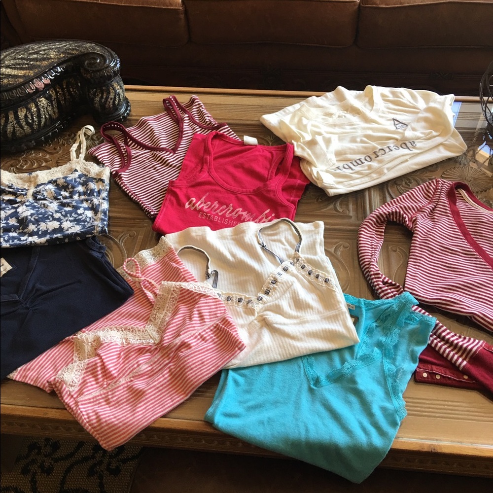 Lot of 9 Abercrombie kids XL tops and 1 pair jeans