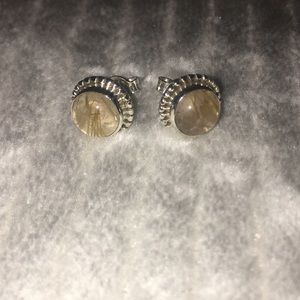 Sterling Silver Rutilated Quartz Studs