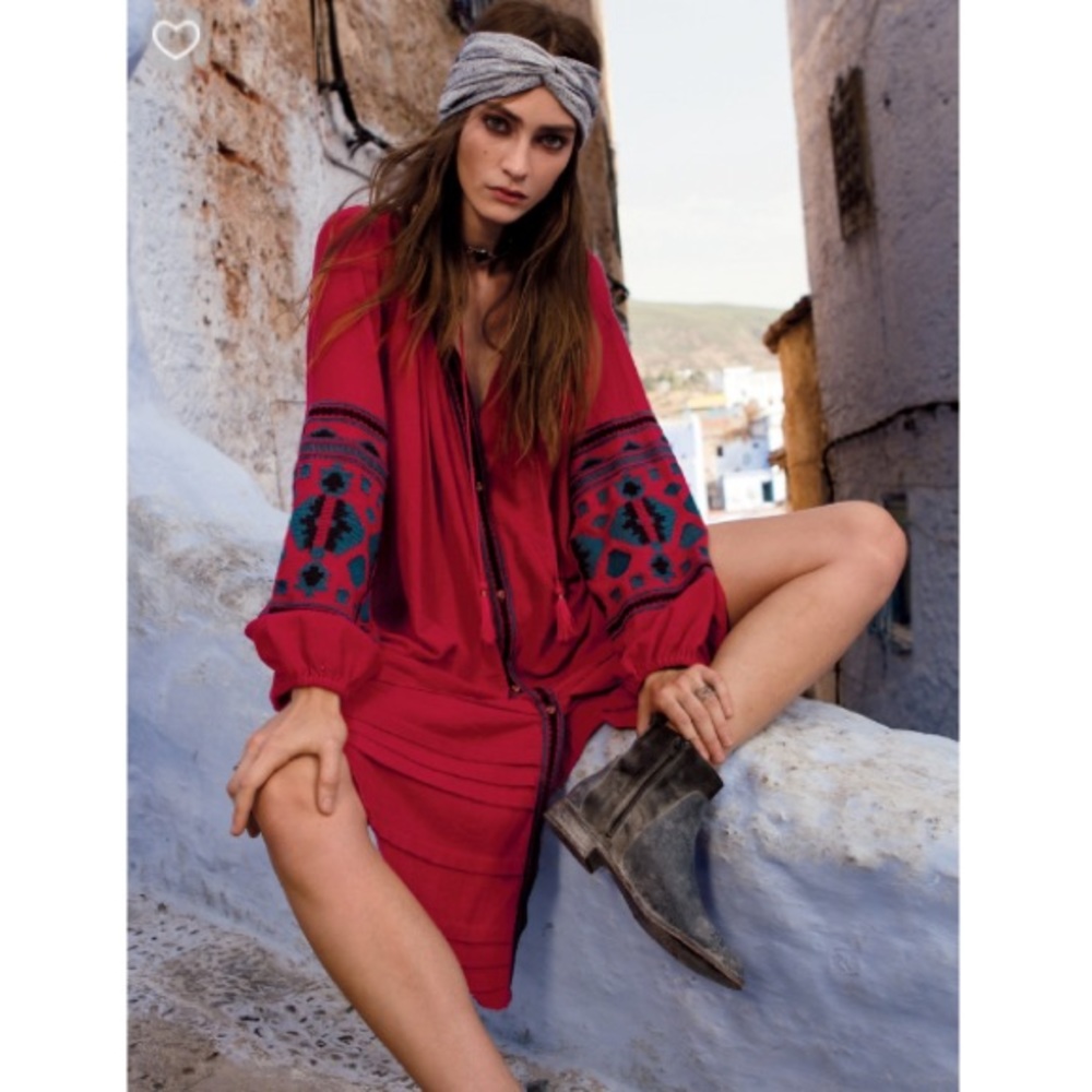 Free People In The Clear Embroidered Maxi Red - Picture 6 of 8