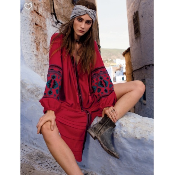 Free People In The Clear Embroidered Maxi Red - Picture 6 of 8