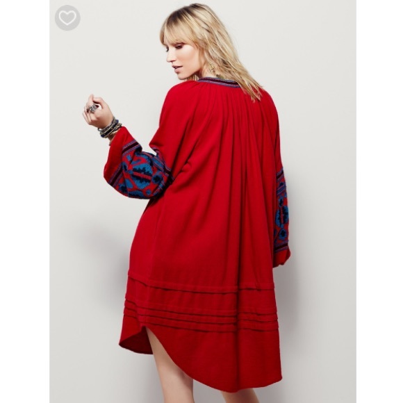 Free People In The Clear Embroidered Maxi Red - Picture 3 of 8