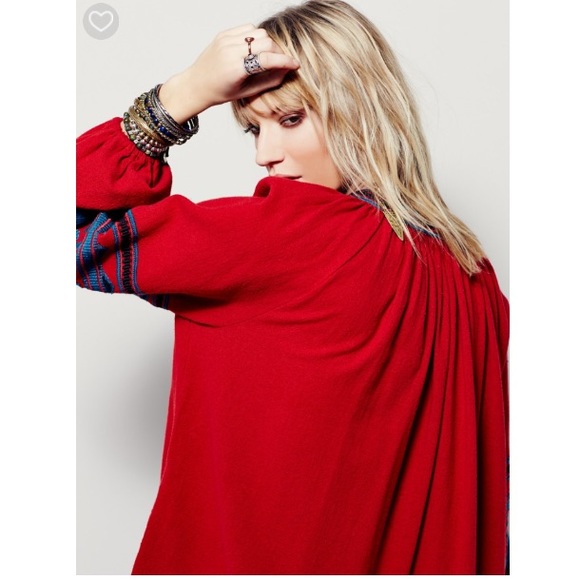 Free People In The Clear Embroidered Maxi Red - Picture 5 of 8