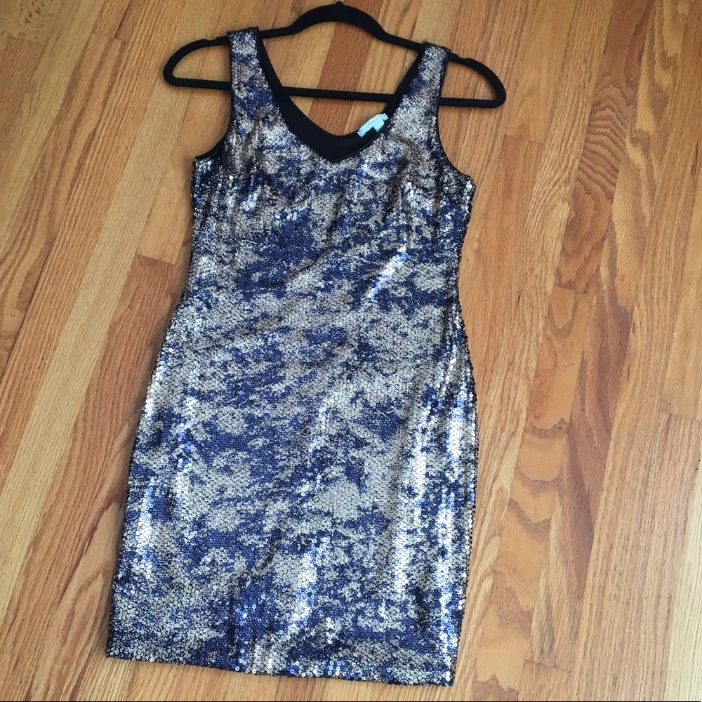 Soprano sequin dark navy and gold mini dress