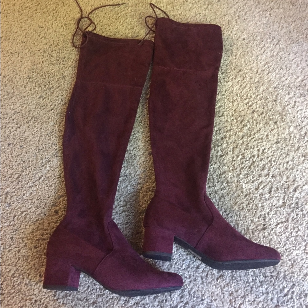 NEW maroon thigh over the knee boots