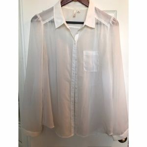 Sheer off White button up Blouse