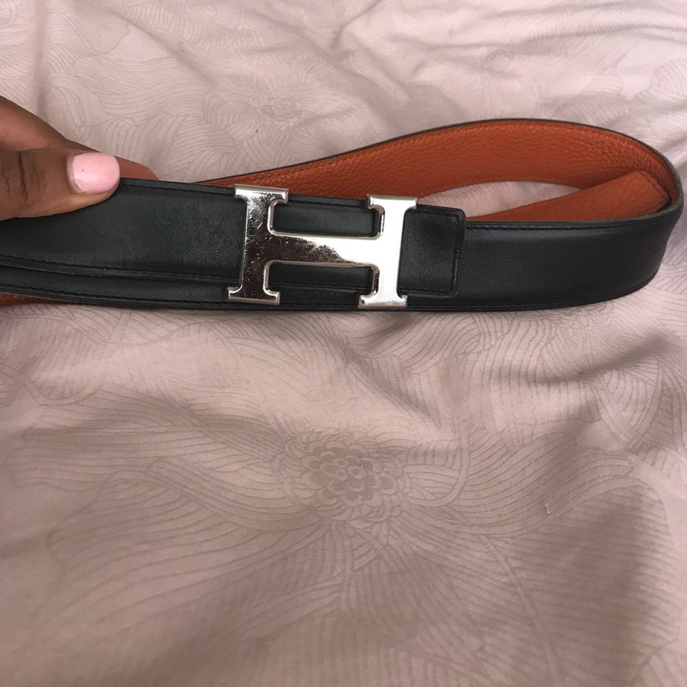 Hermes H Belt black/orange