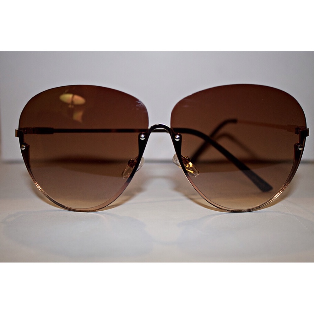 Light/Dark Brown Rimless Top Ombre Sunglasses