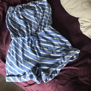 Terry cloth strapless romper