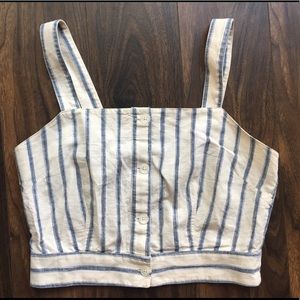 Madewell linen striped crop top