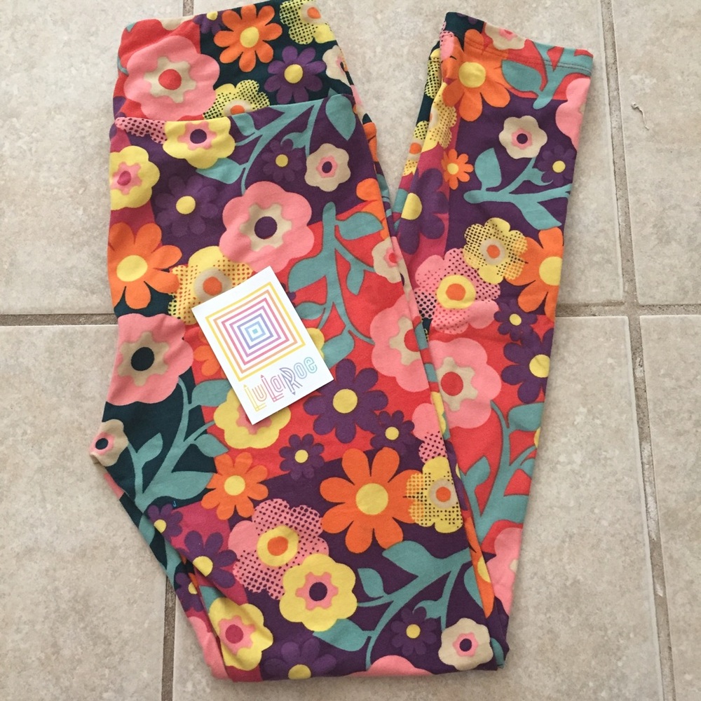 LuLaRoe Flower Leggings OS