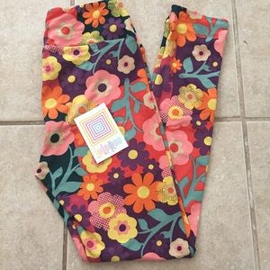 LuLaRoe Flower Leggings OS