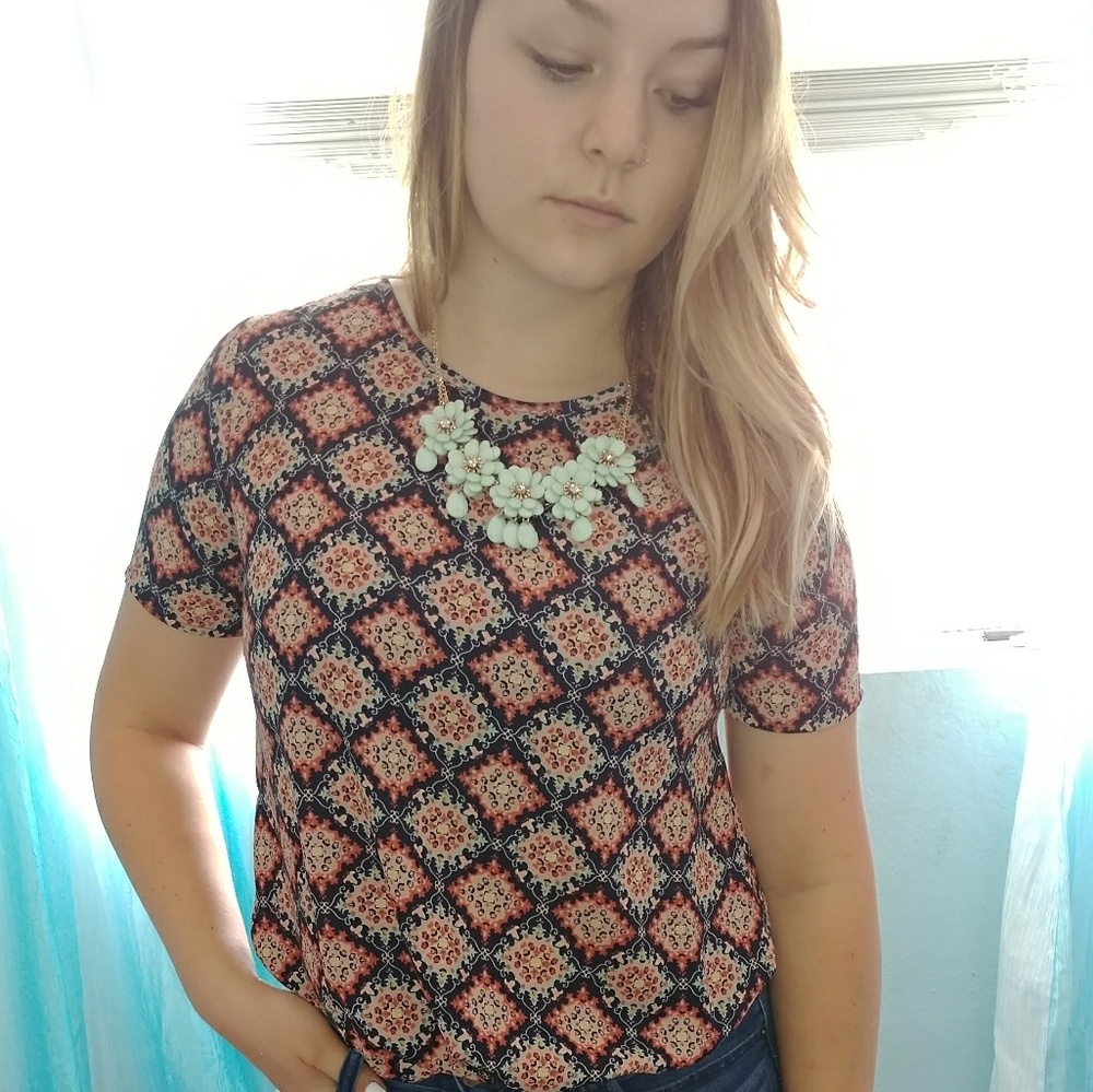 Loose flowing patterned blouse