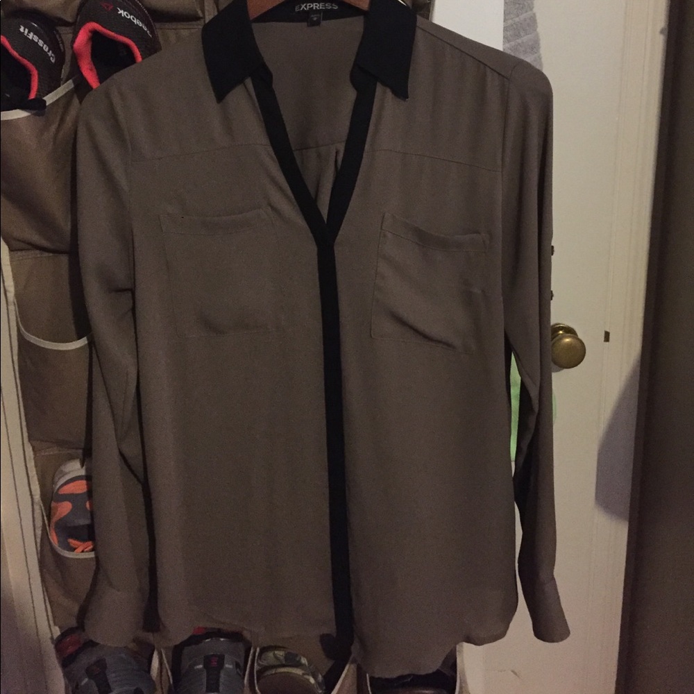 Kaki/black blouse