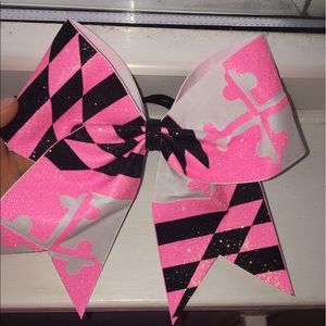 new pink maryland flag cheer bow (never worn)