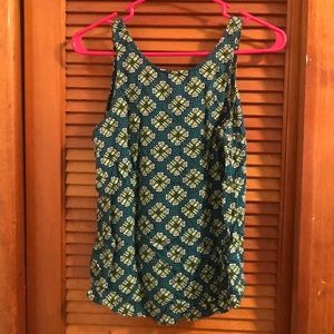 Small multi-green turquoise geometric tank top