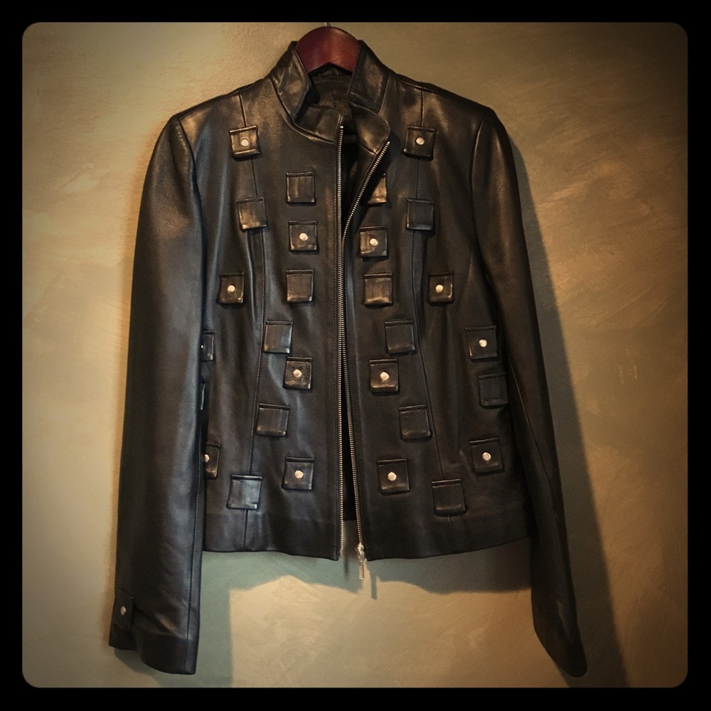 Black genuine leather Toppolino women's jacket M