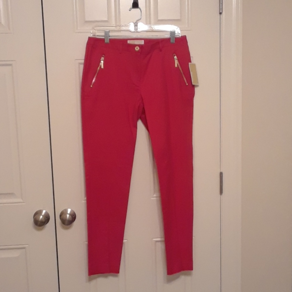 Michael Kors Red Tapered Full Length Pants