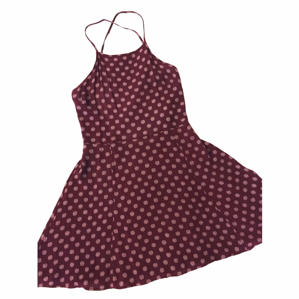 Burgundy Cross-Back Dress