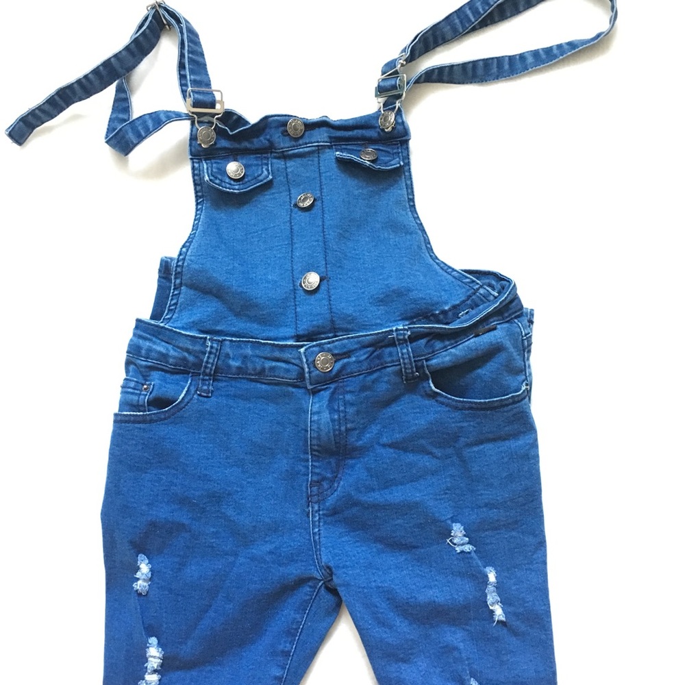 Distressed Denim Overalls