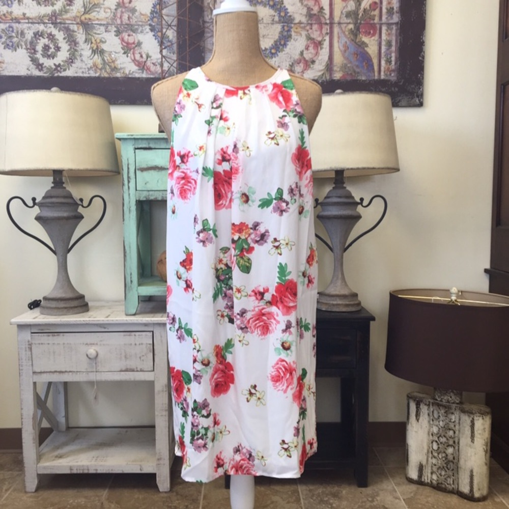 Pink and White Floral Dress