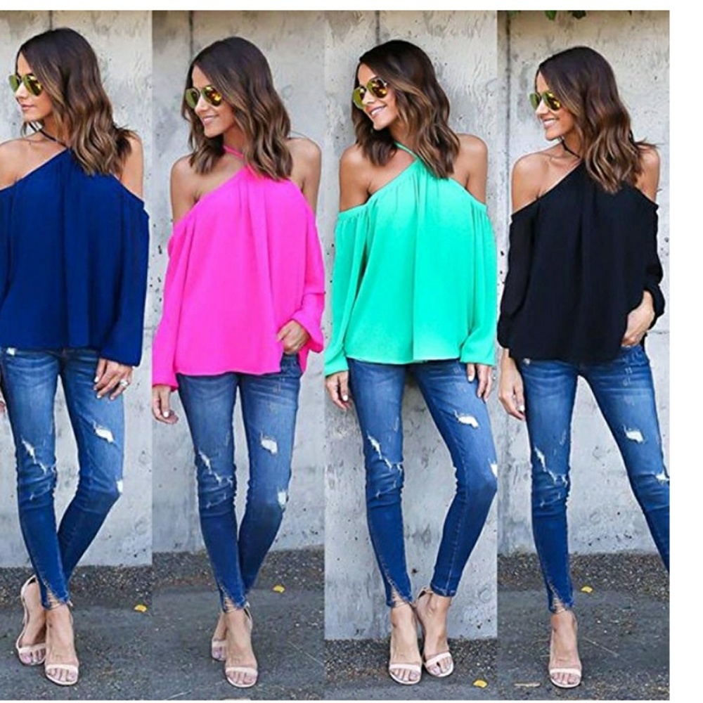 Beautiful off the shoulder  black chiffo  blaouce