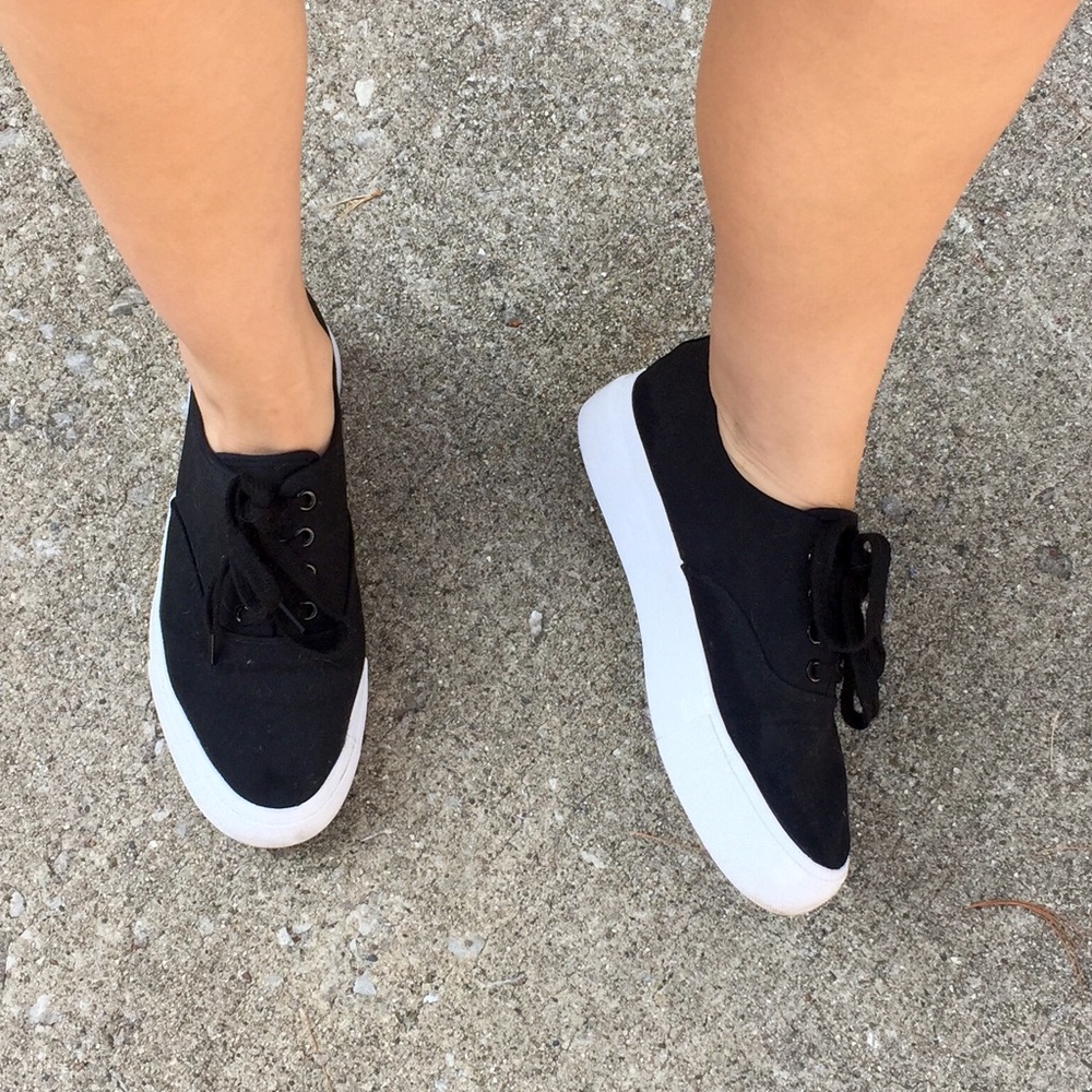 ASOS Black Platform Lace Up Sneakers