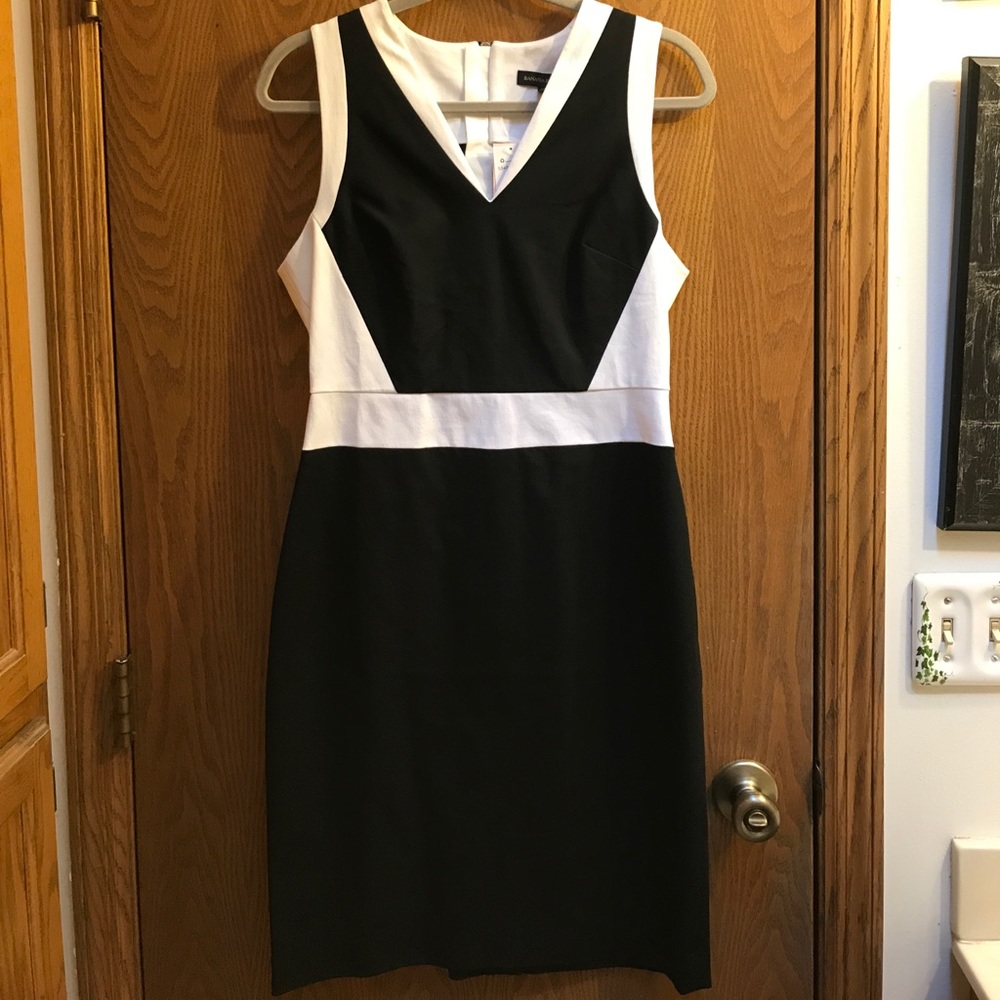 Black and white trim cocktail dress