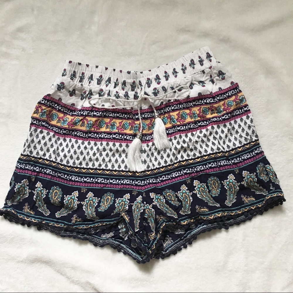 High Waisted Paisley Patterned Shorts