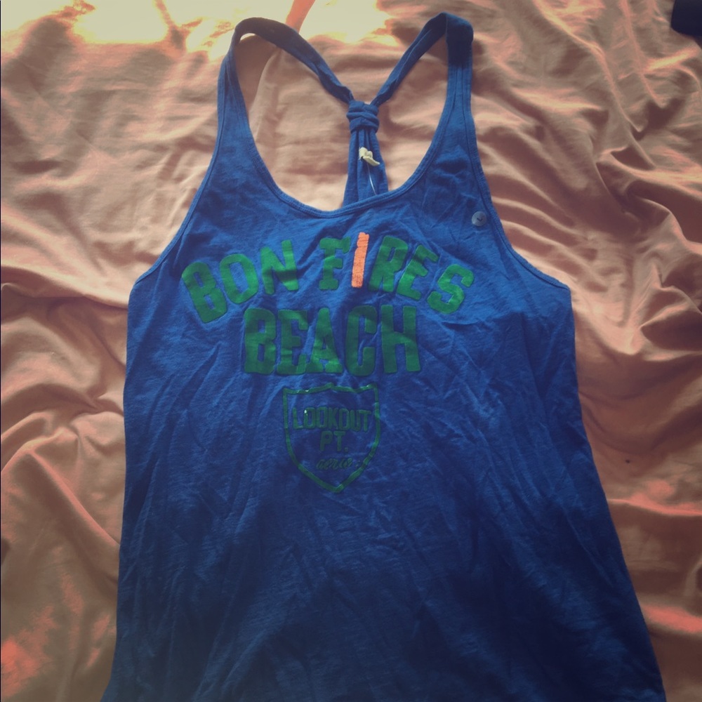 Aerie Blue Knotted Racerback Tank