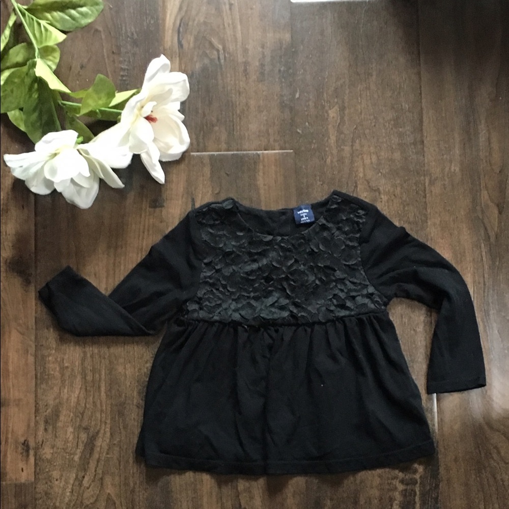 Baby Gap Black Long Sleeve Floral Top Girls 2T