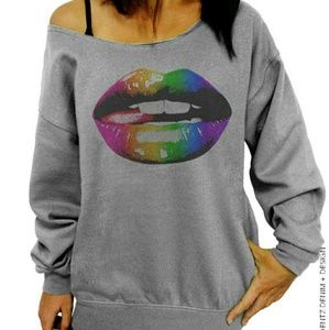 Multi colored lip shirt